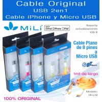 Cable Original USB 2en1 Cable iPhone y Micro USB